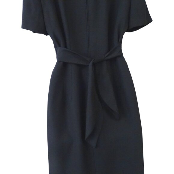 Vintage John Roberts Women Black Beaded Waist Midi Dress Size 6 Square Neck - Picture 4 of 14